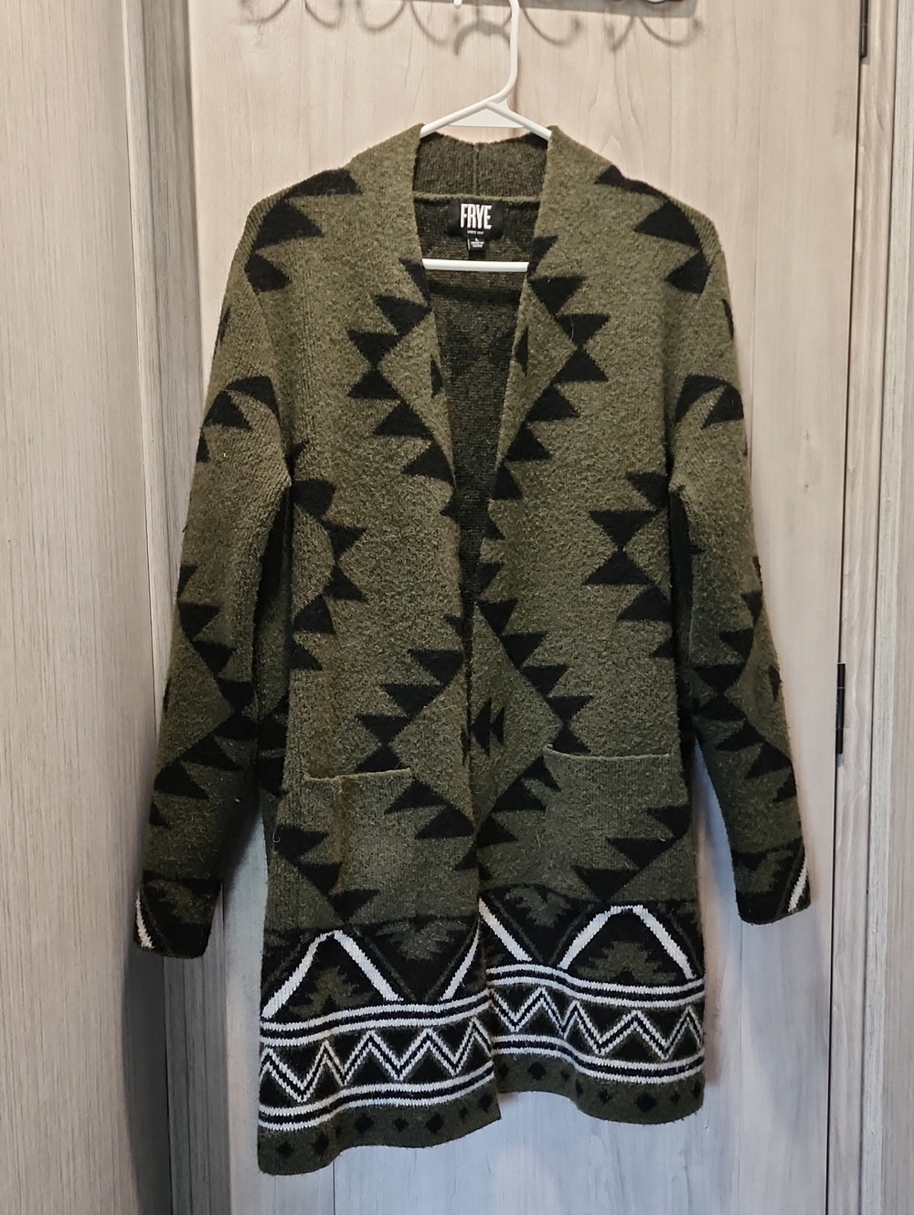 FRYE Olive Green Womens Southwestern Overcoat/Cardigan Size: M